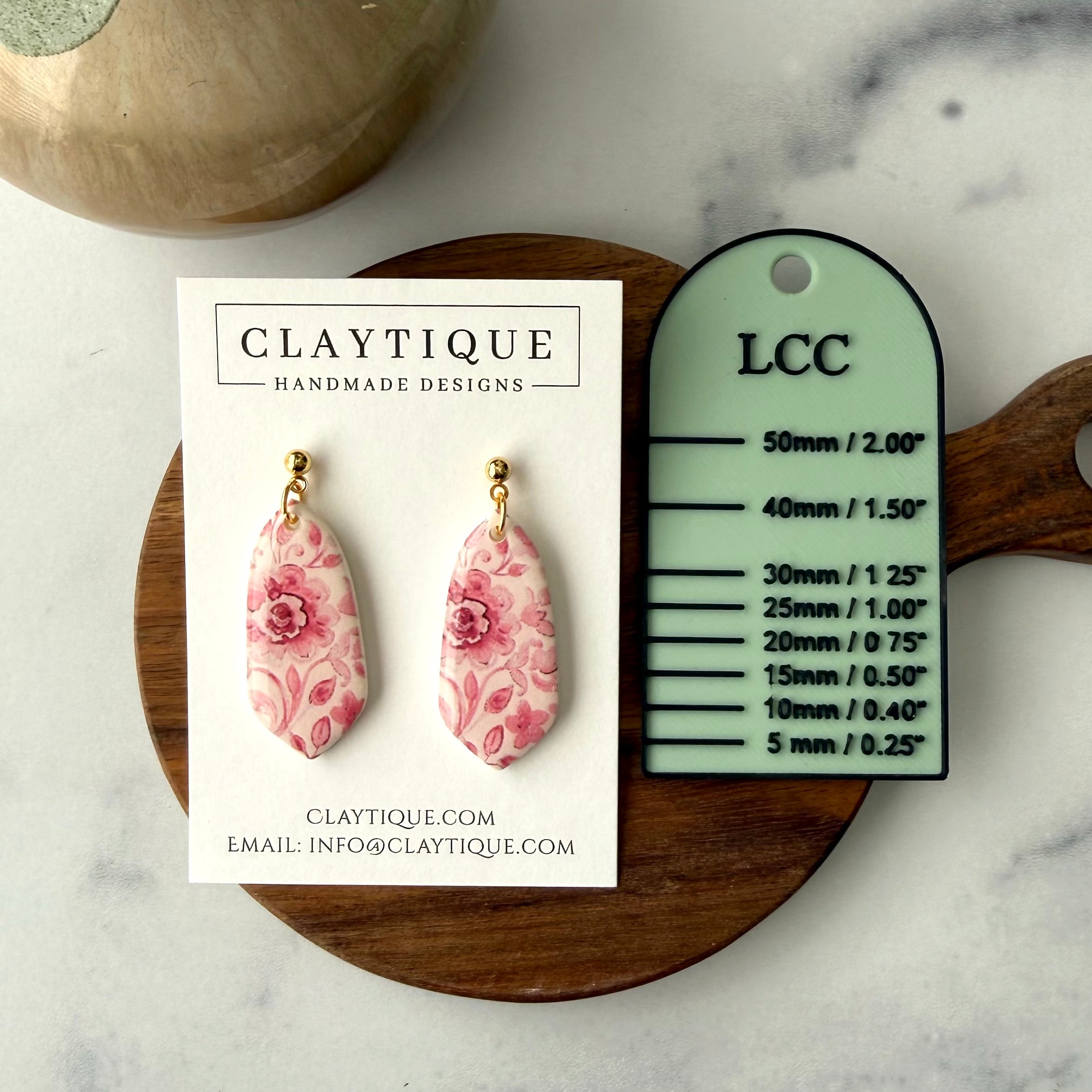 Pink Floral Print Dagger Earring