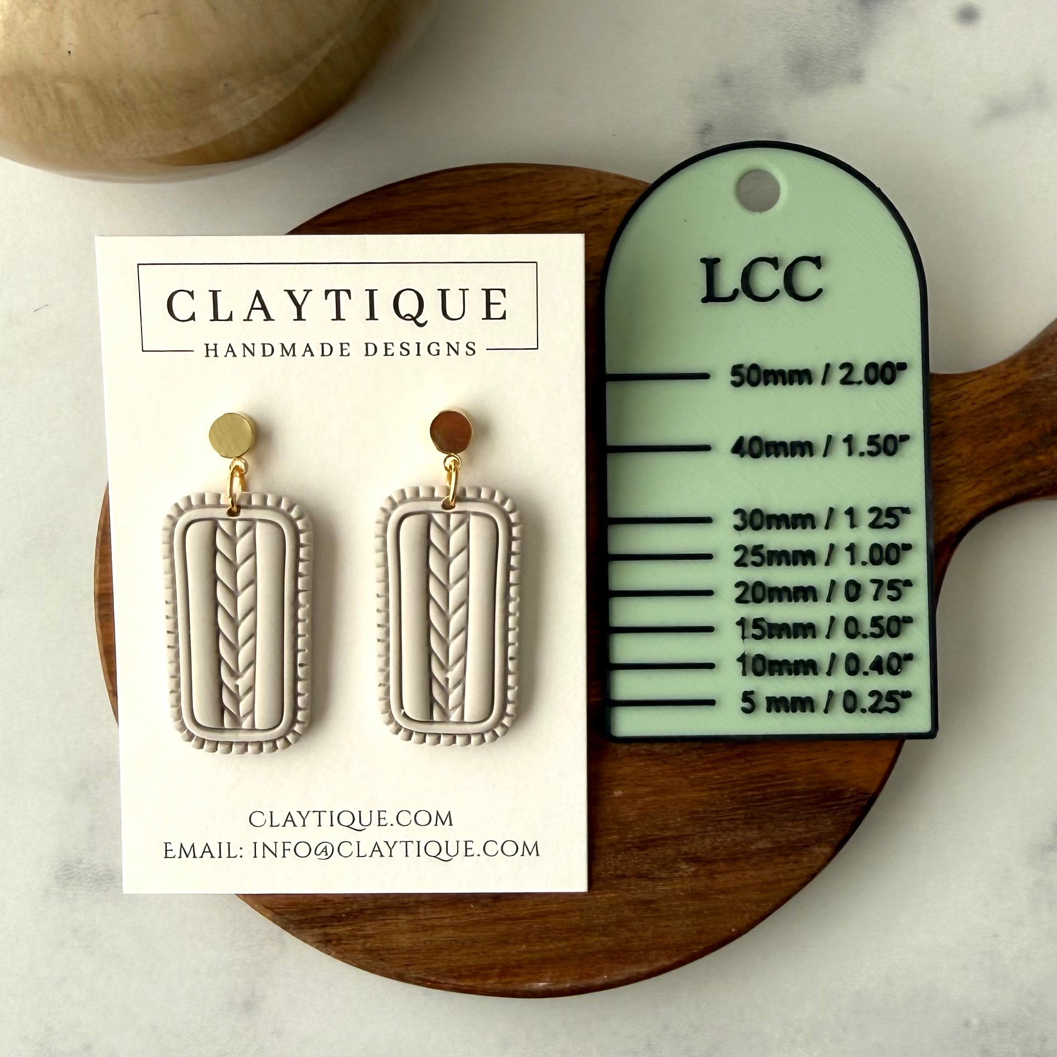 Gray Sweater Embossed Earrings