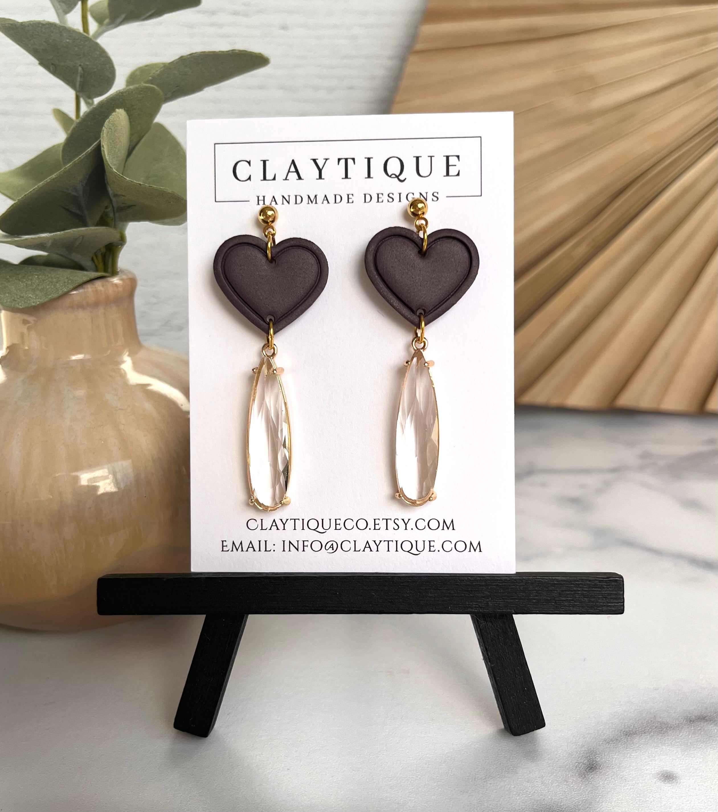 Heart dangle earrings