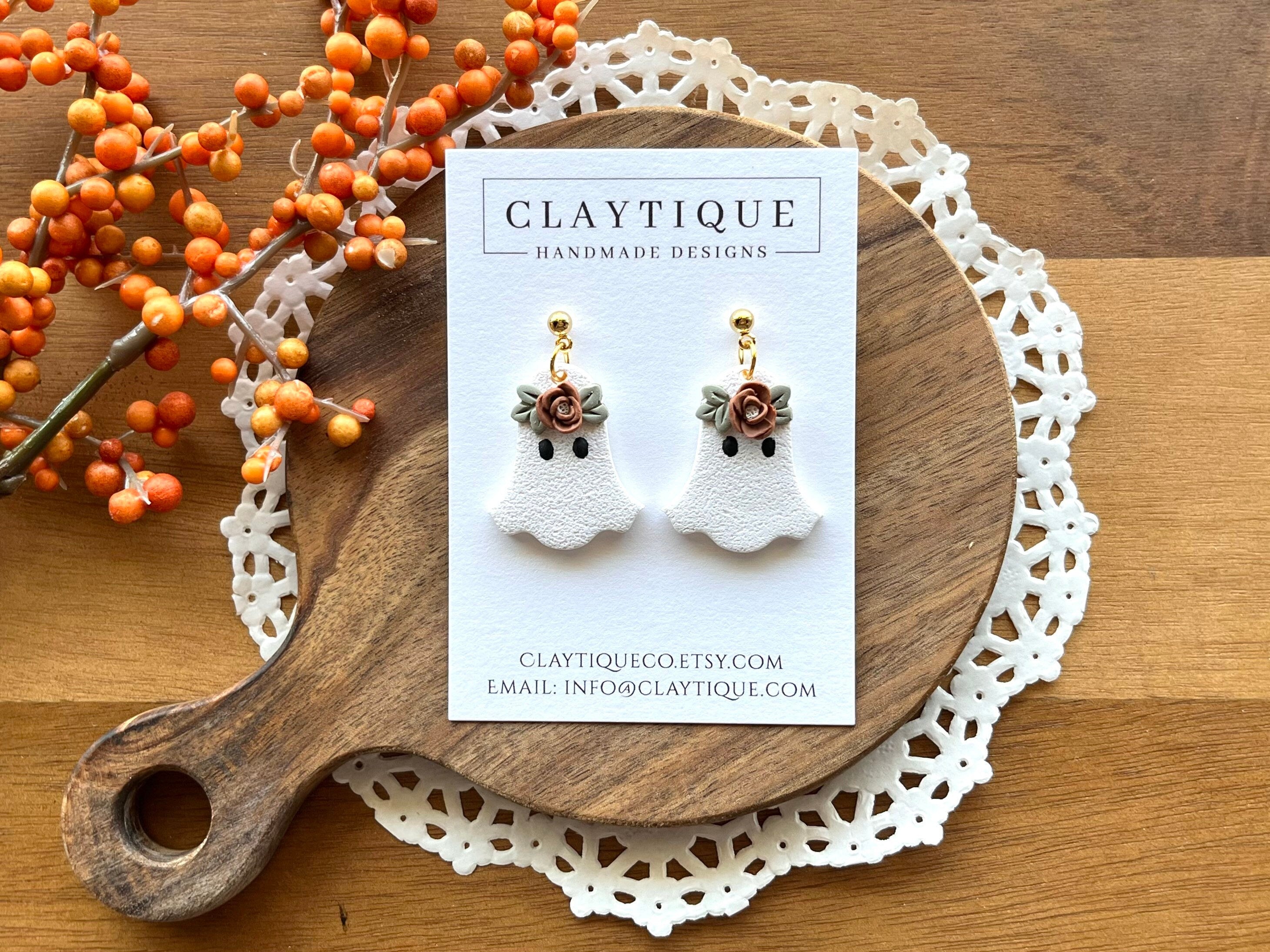 Halloween Ghost Earrings with Ball Post