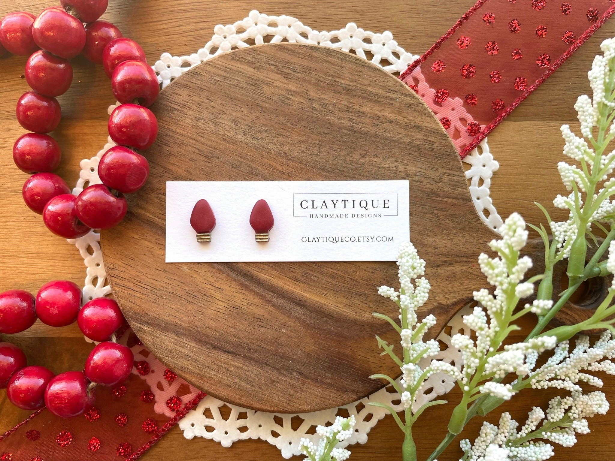 Red Christmas Light Bulb Stud